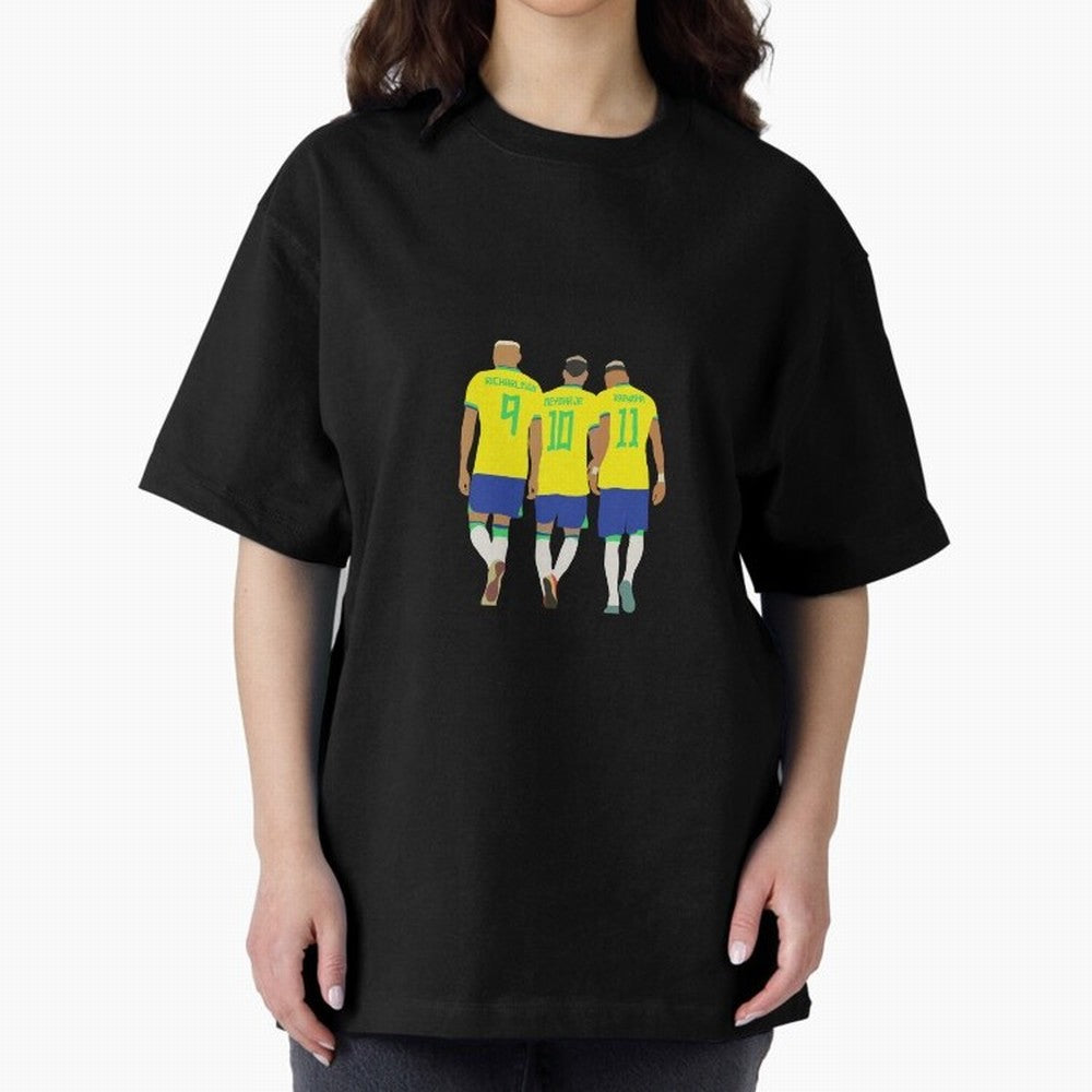 brazil soccer players Oversized T-Shirt Carry National Pride through FIFA World Cup 2026 Group Stage Spirit, Capturing Argentina, Mbappe and Neymar, Retro Football Energy, Iconic Rivalries, Trophy Chase Drama and Stadium Atmosphere; Built for