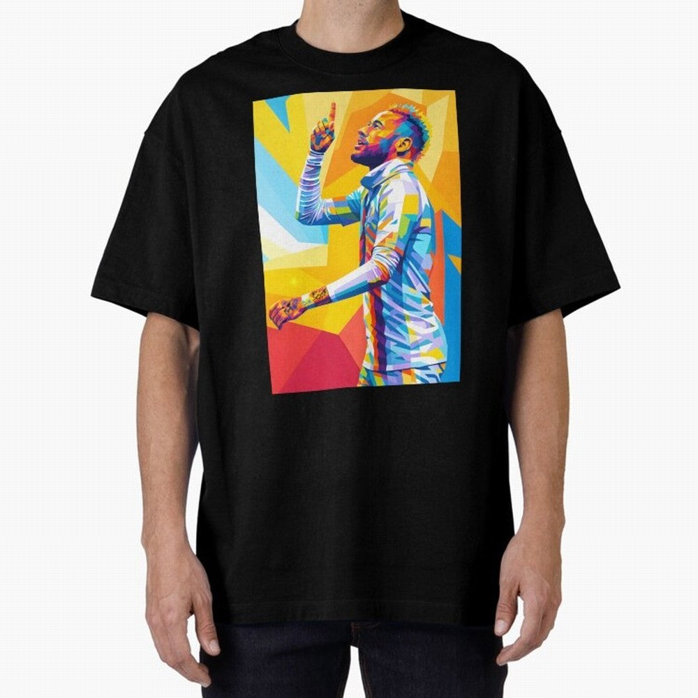 Neymar Pop Art Oversized T-Shirt Bring a Vintage Feel to FIFA World Cup 2026 Spirit, Featuring France and Portugal, Messi, CR7 and Mbappe, Football History, Final Match Energy, Crowd Noise and Once in a Lifetime Moments; Perfect for Fans,