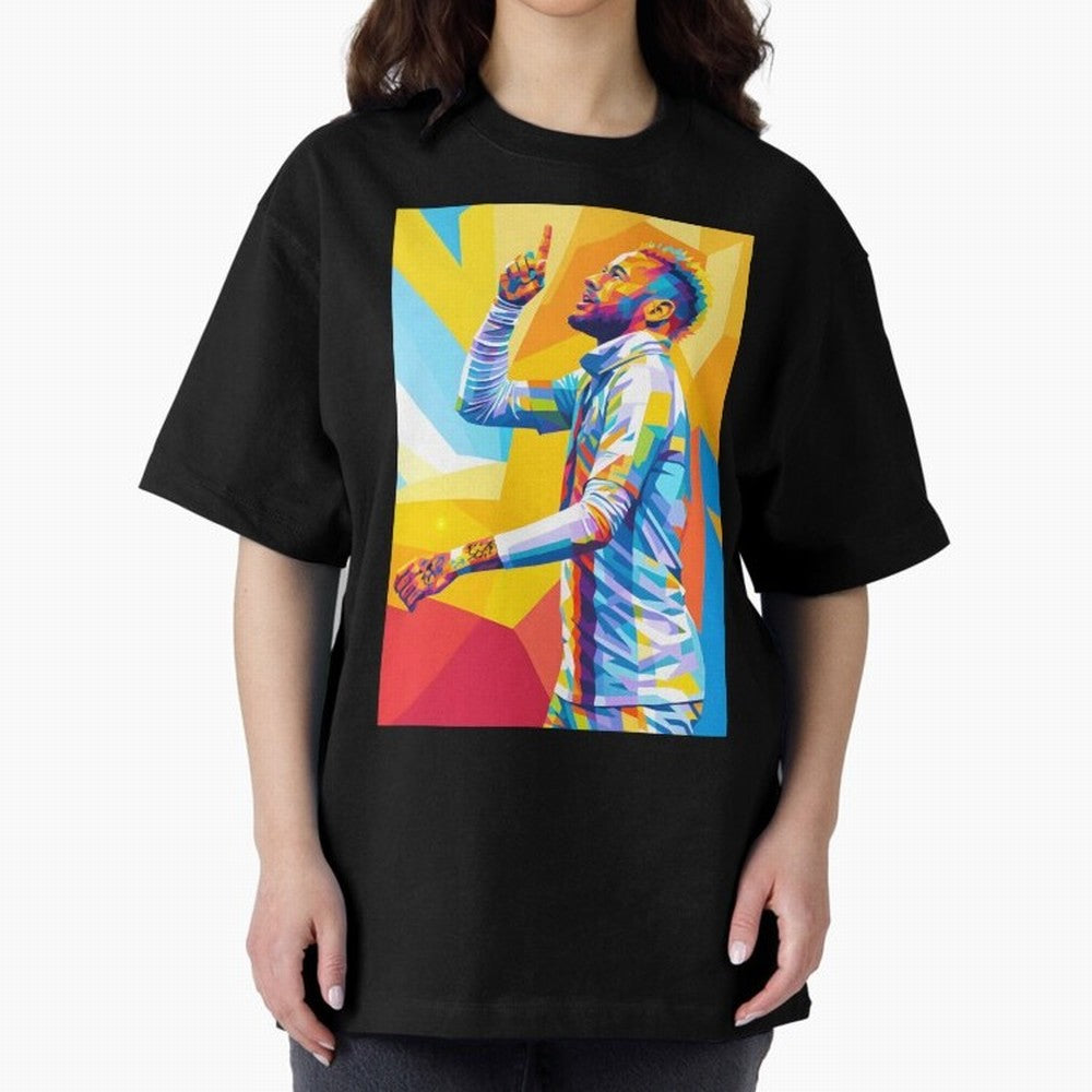 Neymar Pop Art Oversized T-Shirt Bring a Vintage Feel to FIFA World Cup 2026 Spirit, Featuring France and Portugal, Messi, CR7 and Mbappe, Football History, Final Match Energy, Crowd Noise and Once in a Lifetime Moments; Perfect for Fans,