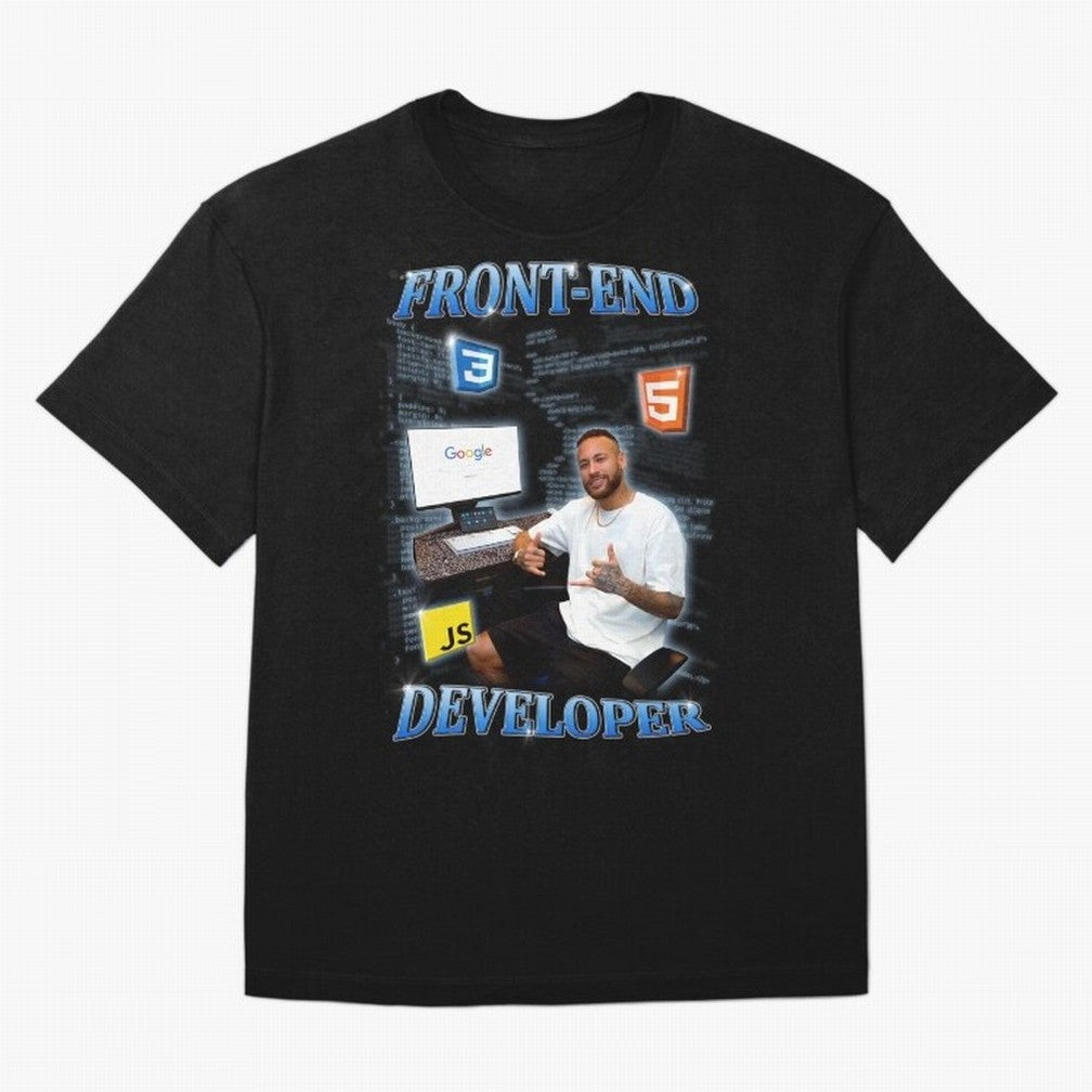 Front-end Developer Neymar - English Classic T-Shirt Bring a Vintage Feel to Global Football Passion for FIFA World Cup 2026 Group Stage, Centered on Mbappe and Neymar, Spain, Football Festival Excitement, Trophy Ambitions, Country Rivalries and