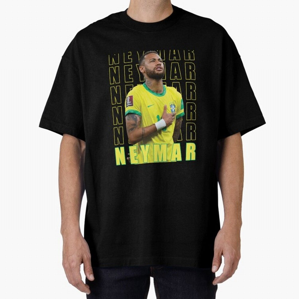 Neymar Brazil Design Oversized T-Shirt Celebrate Unforgettable Nights in FIFA World Cup 2026 Spirit, Centered on France, CR7, Championship Spirit, Famous Goals, Roaring Crowds and International Football Unity; Great for Supporters Who Love