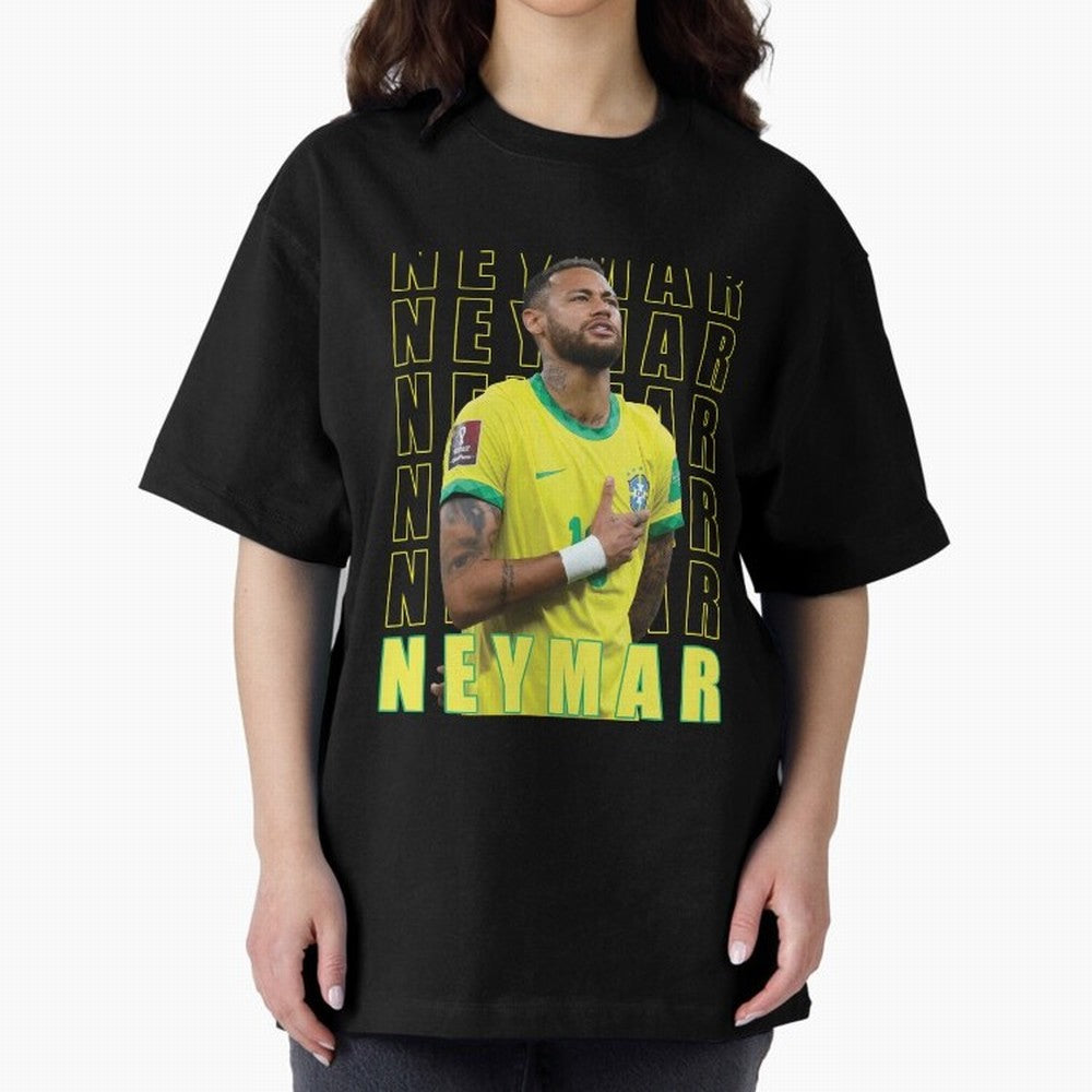 Neymar Brazil Design Oversized T-Shirt Celebrate Unforgettable Nights in FIFA World Cup 2026 Spirit, Centered on France, CR7, Championship Spirit, Famous Goals, Roaring Crowds and International Football Unity; Great for Supporters Who Love