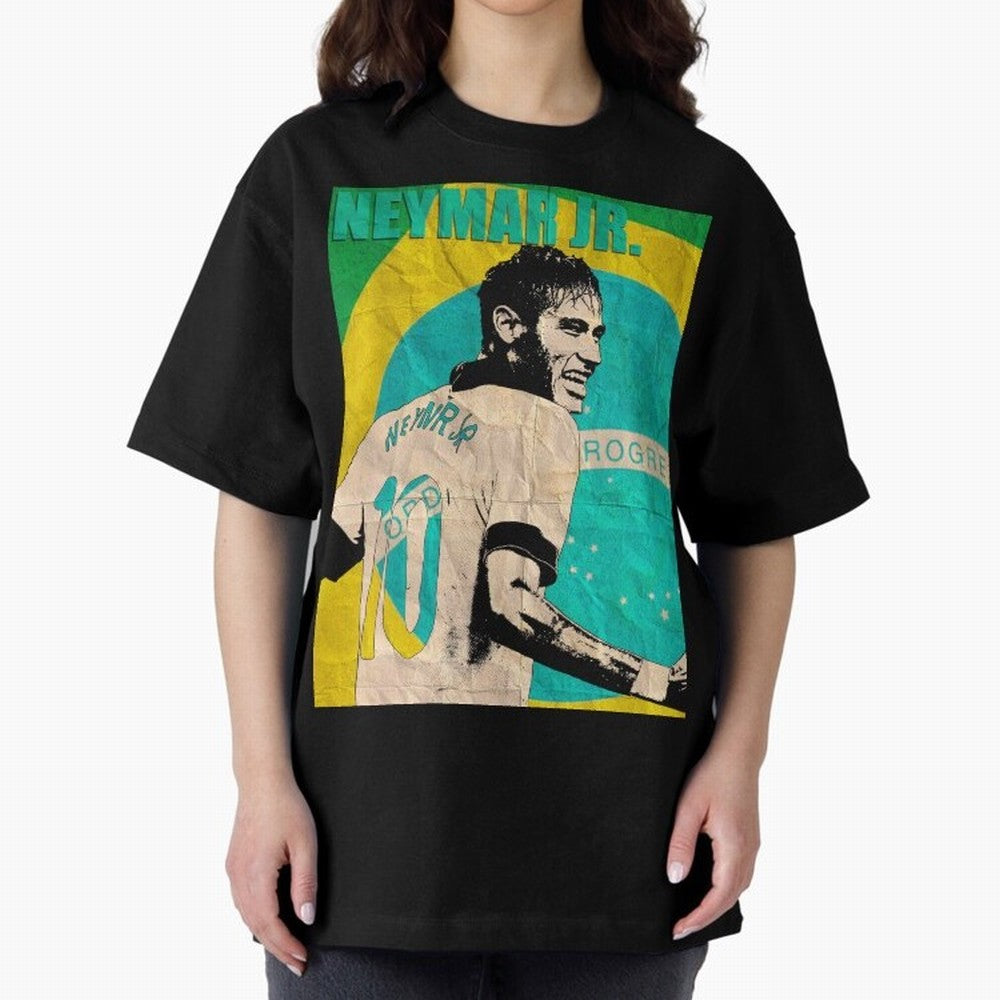 Neymar Oversized T-Shirt Carry the Colors and Pride of Global Football Passion for FIFA World Cup 2026 Group Stage, Driven by Haaland and Mbappe, Brazil, Football Festival Excitement, Trophy Ambitions, Country Rivalries and Star Player Buzz; Made