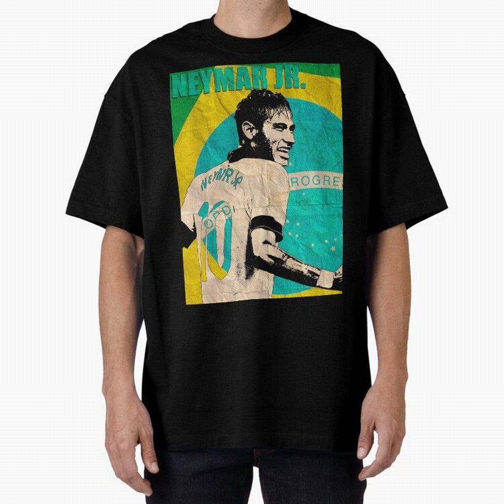 Neymar Oversized T-Shirt Carry the Colors and Pride of Global Football Passion for FIFA World Cup 2026 Group Stage, Driven by Haaland and Mbappe, Brazil, Football Festival Excitement, Trophy Ambitions, Country Rivalries and Star Player Buzz; Made