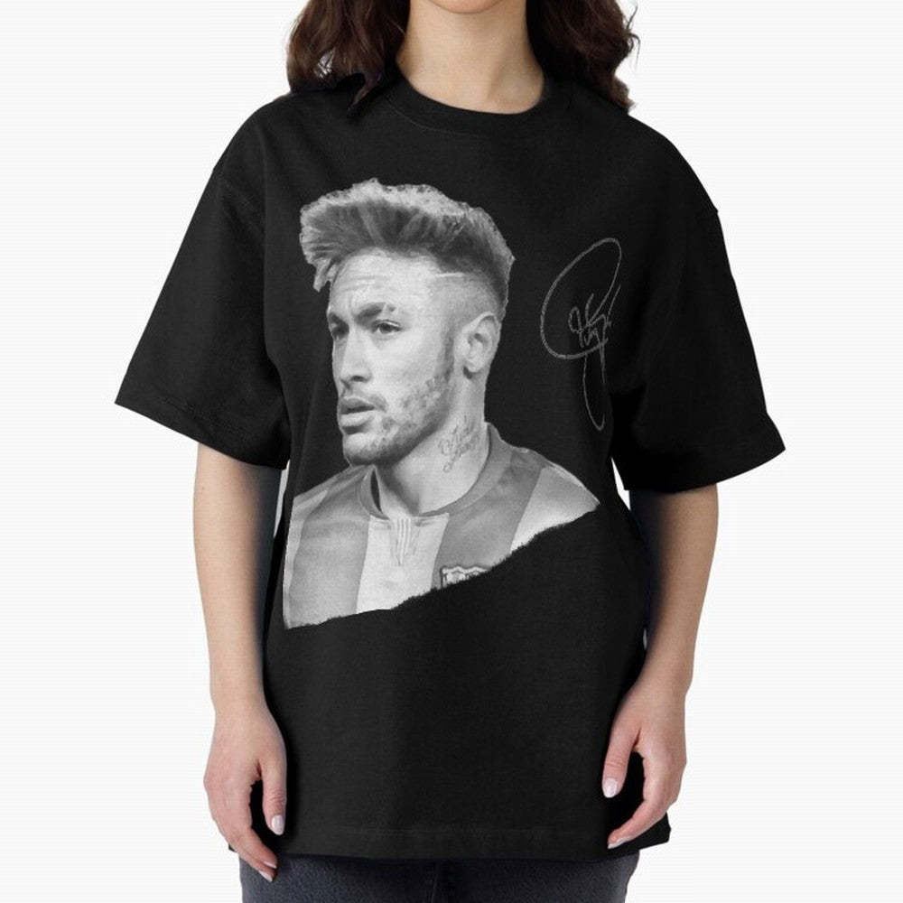 Neymar in black & white with signature Classic T-Shirt Celebrate the Magic of FIFA World Cup 2026 with Mbappe and Neymar, France and Portugal Energy, Stadium Memories, Football Loyalty, International Chants and Championship Tradition; Perfect for