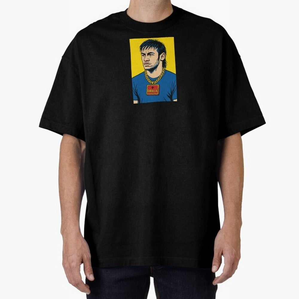 Drilla Clothing Neymar Popart Print T Shirt Oversized T-Shirt Bring Legendary Rivalry Energy to FIFA World Cup 2026 USA Canada Mexico Spirit, Connected to France, Haaland and Mbappe, Match Day Excitement, Supporter Culture, Golden Goals and Global