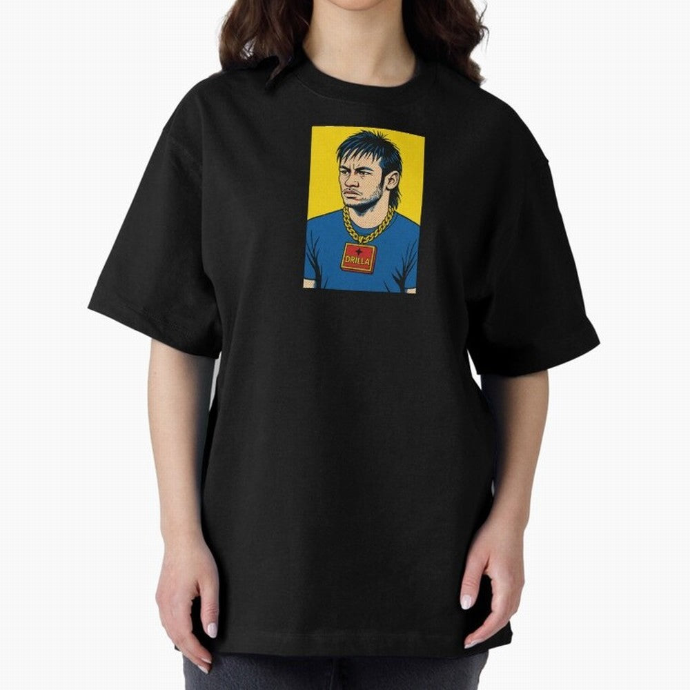 Drilla Clothing Neymar Popart Print T Shirt Oversized T-Shirt Bring Legendary Rivalry Energy to FIFA World Cup 2026 USA Canada Mexico Spirit, Connected to France, Haaland and Mbappe, Match Day Excitement, Supporter Culture, Golden Goals and Global