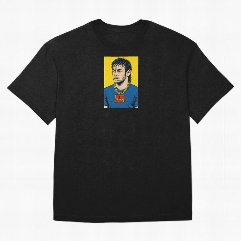 Drilla Clothing Neymar Popart Print T Shirt Oversized T-Shirt Bring Legendary Rivalry Energy to FIFA World Cup 2026 USA Canada Mexico Spirit, Connected to France, Haaland and Mbappe, Match Day Excitement, Supporter Culture, Golden Goals and Global