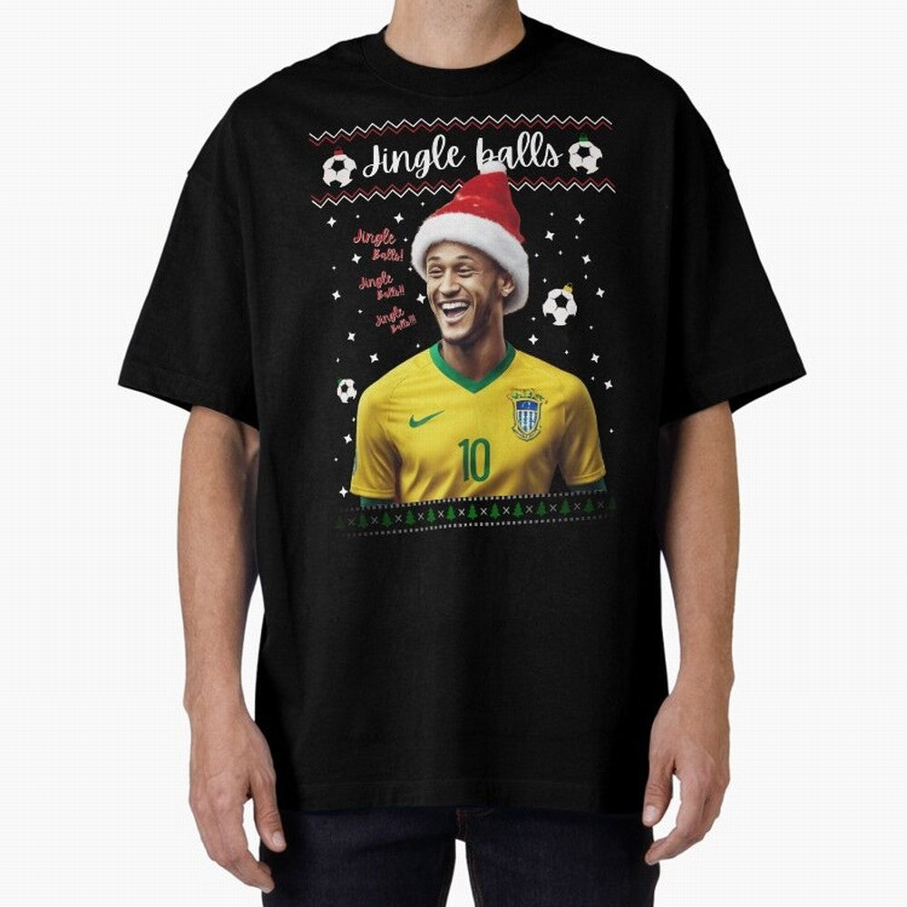 Jingle Balls Christmas Football Fan Art with Santa Neymar Active T-Shirt Celebrate Soccer Greatness during FIFA World Cup 2026 Driven by Messi, England, France and Netherlands Energy, Football Festival Excitement, Trophy Ambitions, Country