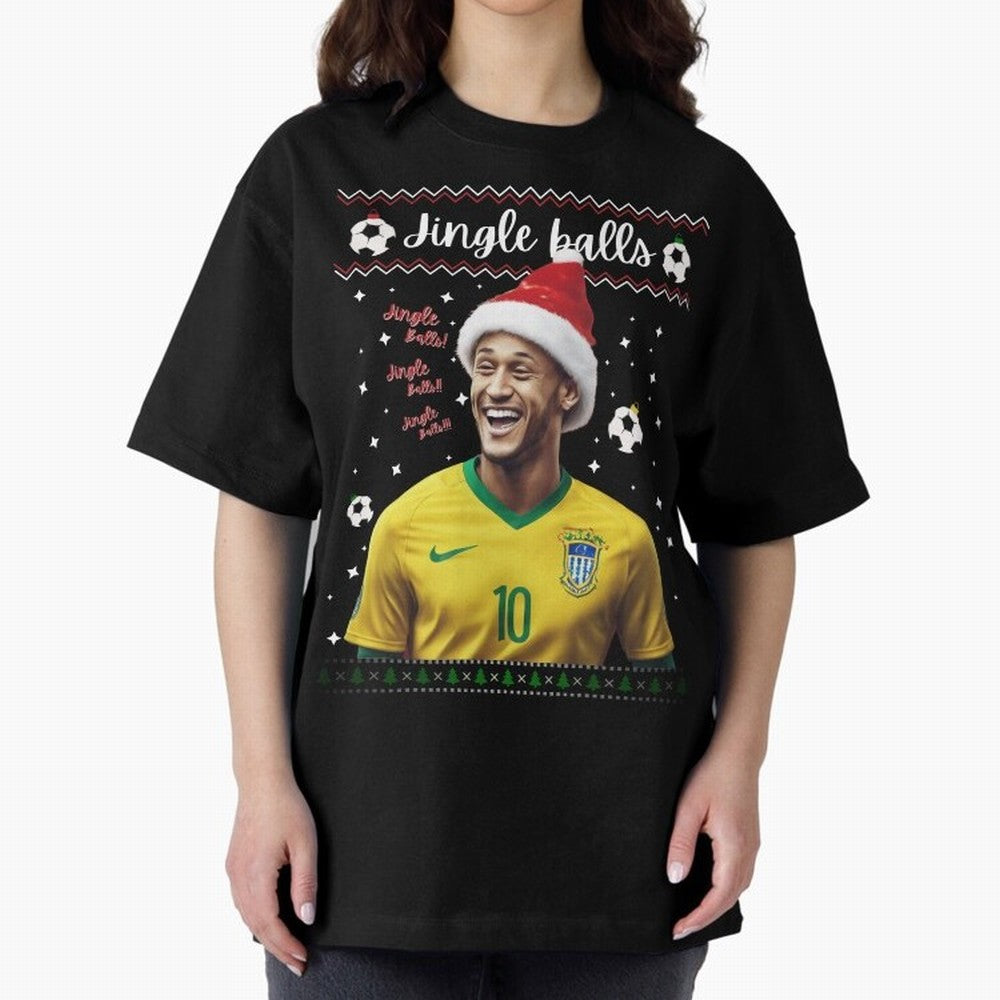 Jingle Balls Christmas Football Fan Art with Santa Neymar Active T-Shirt Celebrate Soccer Greatness during FIFA World Cup 2026 Driven by Messi, England, France and Netherlands Energy, Football Festival Excitement, Trophy Ambitions, Country