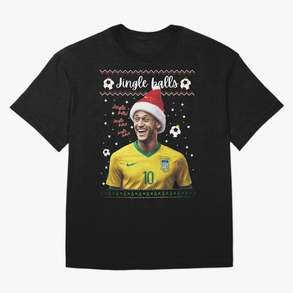 Jingle Balls Christmas Football Fan Art with Santa Neymar Active T-Shirt Celebrate Soccer Greatness during FIFA World Cup 2026 Driven by Messi, England, France and Netherlands Energy, Football Festival Excitement, Trophy Ambitions, Country