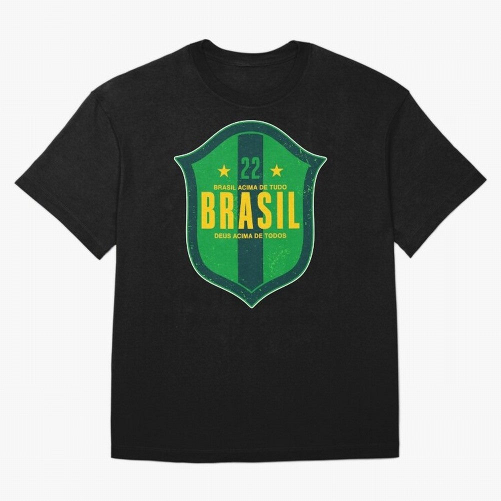BRAS?O BRASIL 22 Oversized T-Shirt Build Global Football Passion for FIFA World Cup 2026 Group Stage, Centered on Haaland and Mbappe, England, Vintage Soccer Flavor, Modern Football Stars, National Flags and Final Night Emotion; Built for