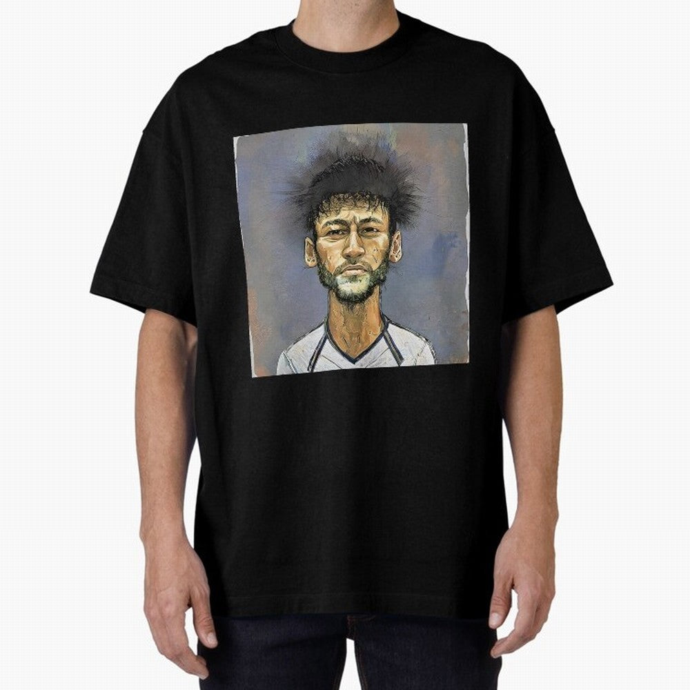 Portrait of neymar Oversized T-Shirt Capture FIFA World Cup 2026 for Fans of Messi, Neymar and Mbappe and Netherlands, Bringing Soccer Culture, Superstar Moments, National Team Dreams and Competitive Fire; Ideal for Fans Who Follow Messi, Cristiano
