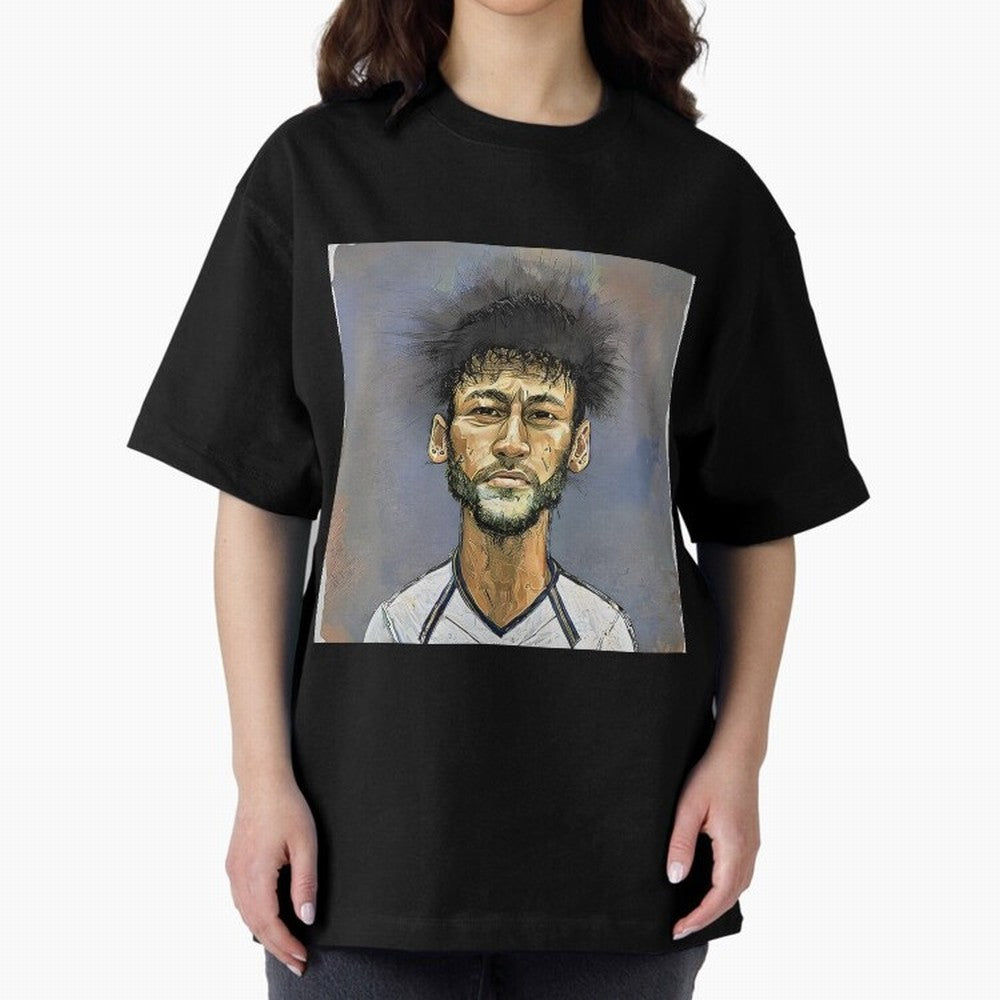 Portrait of neymar Oversized T-Shirt Capture FIFA World Cup 2026 for Fans of Messi, Neymar and Mbappe and Netherlands, Bringing Soccer Culture, Superstar Moments, National Team Dreams and Competitive Fire; Ideal for Fans Who Follow Messi, Cristiano