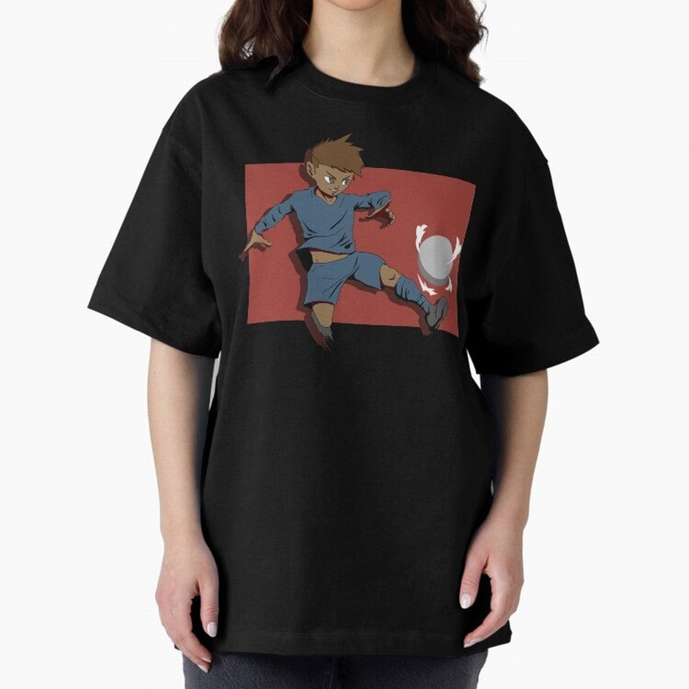 Footballer in action Oversized T-Shirt Celebrate the Stars of FIFA World Cup 2026 Spirit, Built around Spain and Netherlands, Mbappe, Sports Nostalgia, International Competition, Famous Players and Unforgettable Victories; Great for Supporters Who
