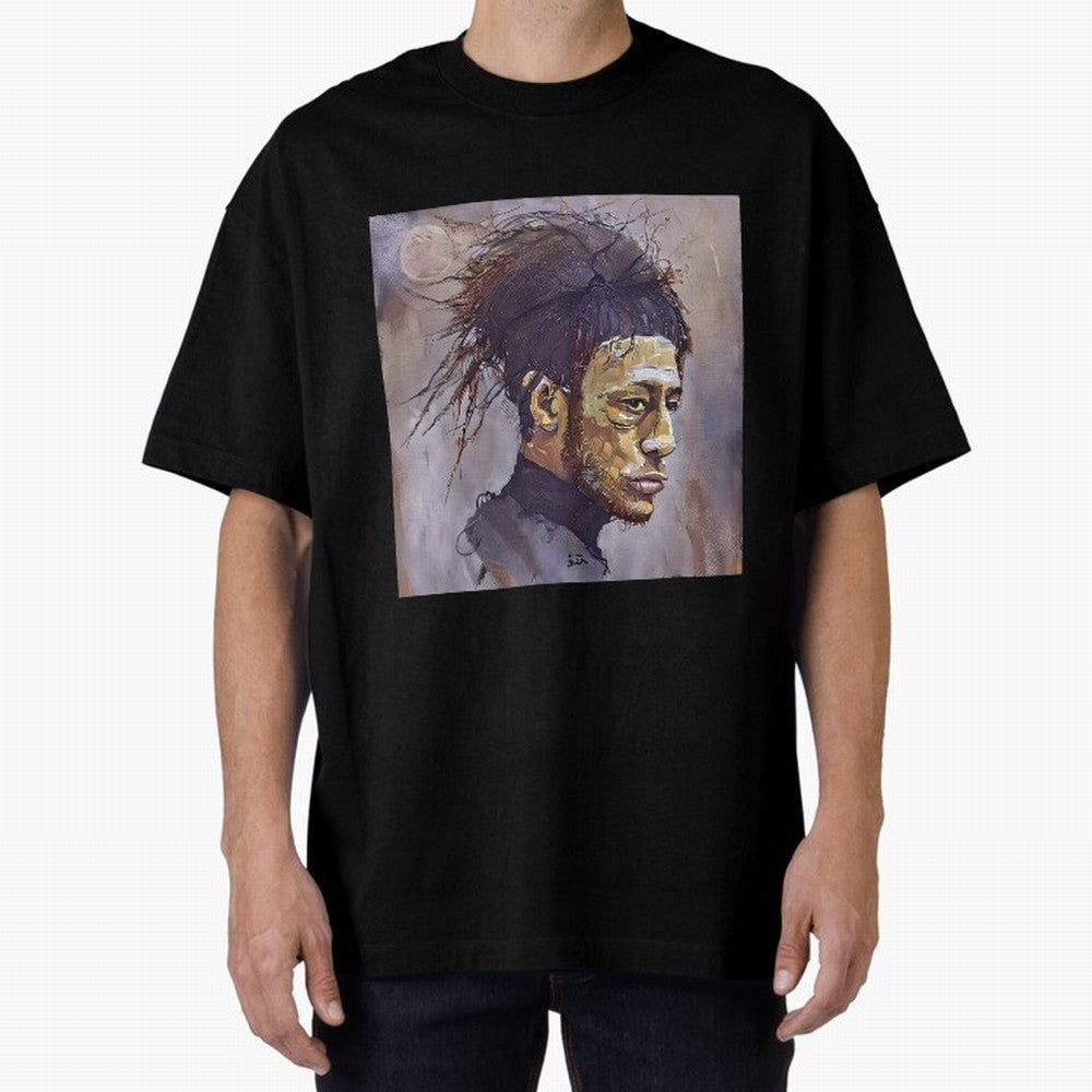 sketch of Neymar Oversized T-Shirt Honor the Beautiful Game during FIFA World Cup 2026 USA Canada Mexico Spirit, Driven by France and Portugal, CR7, Vintage Soccer Flavor, Modern Football Stars, National Flags and Final Night Emotion; Ideal for
