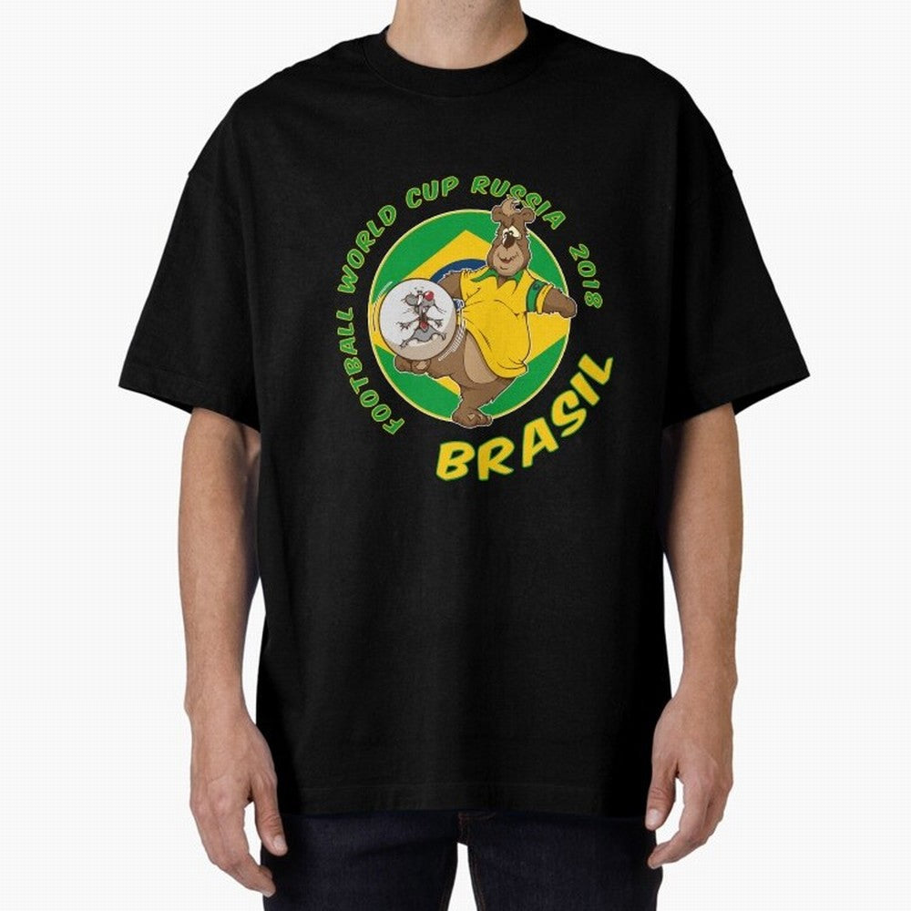 Football Russia 2018 World Cup Brazil T shirts and Merchandise Oversized T-Shirt Follow the Road to FIFA World Cup 2026 USA Canada Mexico with Messi, Neymar and Mbappe, England and Germany Energy, Championship Spirit, Famous Goals, Roaring Crowds