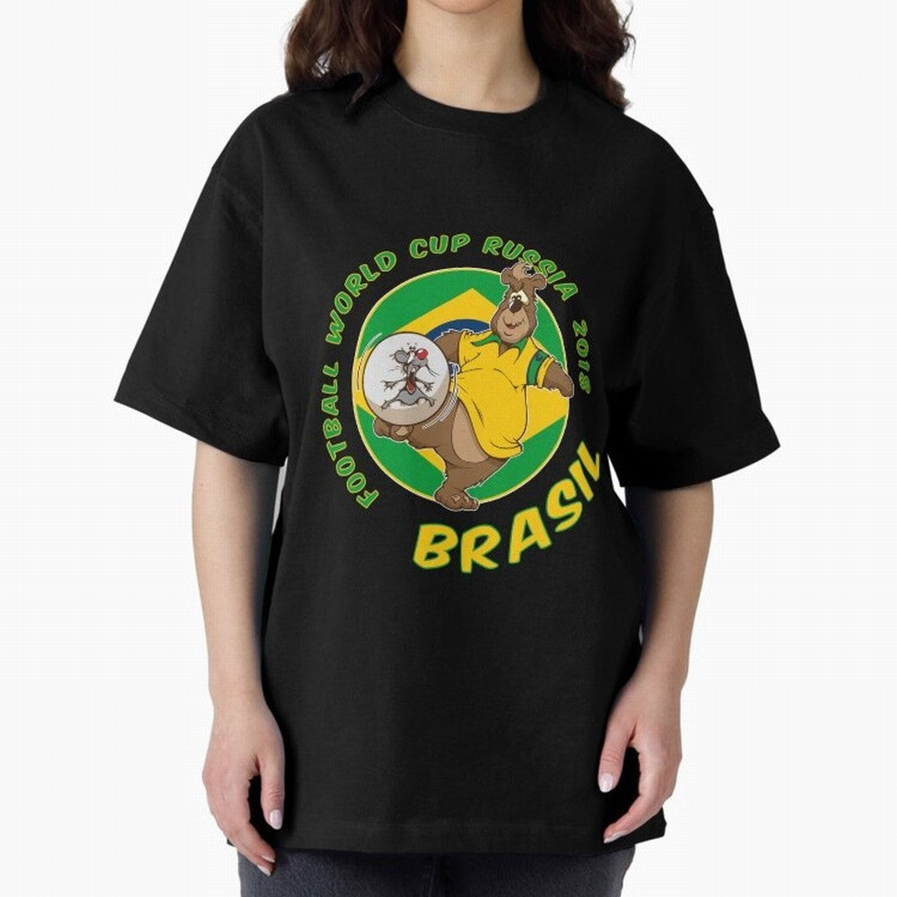 Football Russia 2018 World Cup Brazil T shirts and Merchandise Oversized T-Shirt Follow the Road to FIFA World Cup 2026 USA Canada Mexico with Messi, Neymar and Mbappe, England and Germany Energy, Championship Spirit, Famous Goals, Roaring Crowds