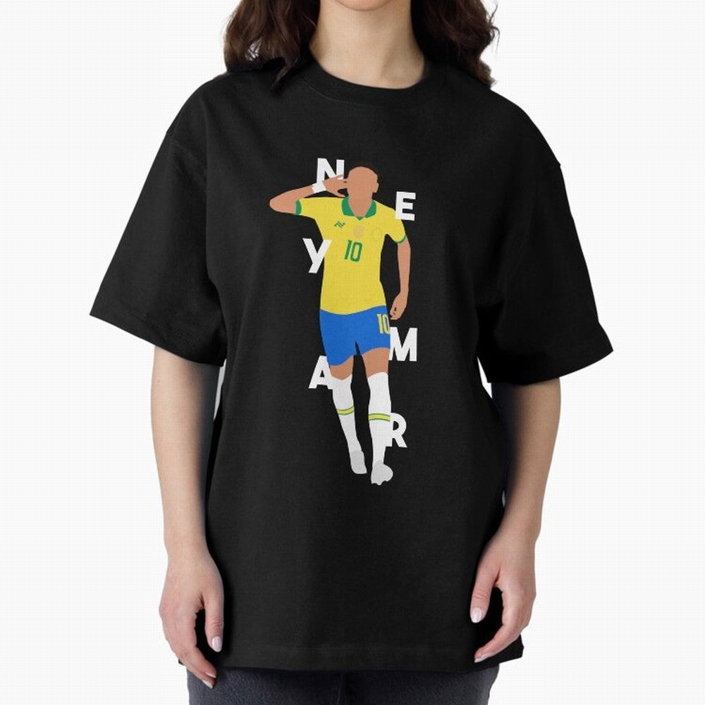 Neymar x Brazil Oversized T-Shirt Carry the Dream of Global Football Passion for FIFA World Cup 2026 Group Stage, Celebrating CR7 and Messi, France and Portugal, Global Supporter Spirit, Legendary Goals, National Colors and Tournament Celebration;