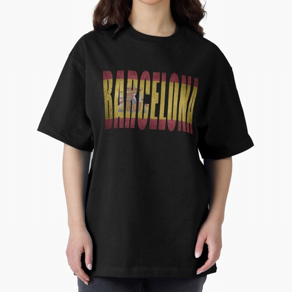Barcelona city Oversized T-Shirt Upgrade FIFA World Cup 2026 Group Stage for Fans of Messi and Cristiano Ronaldo and France and Portugal, Bringing Match Day Excitement, Supporter Culture, Golden Goals and Global Football Passion; Ideal for Football