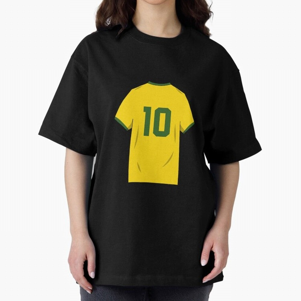 Pele Classic World Cup Jersey Oversized T-Shirt Bring Home FIFA World Cup 2026 Group Stage Spirit, Centered on Brazil, Haaland and Mbappe, Football Festival Excitement, Trophy Ambitions, Country Rivalries and Star Player Buzz; Made for Die Hard