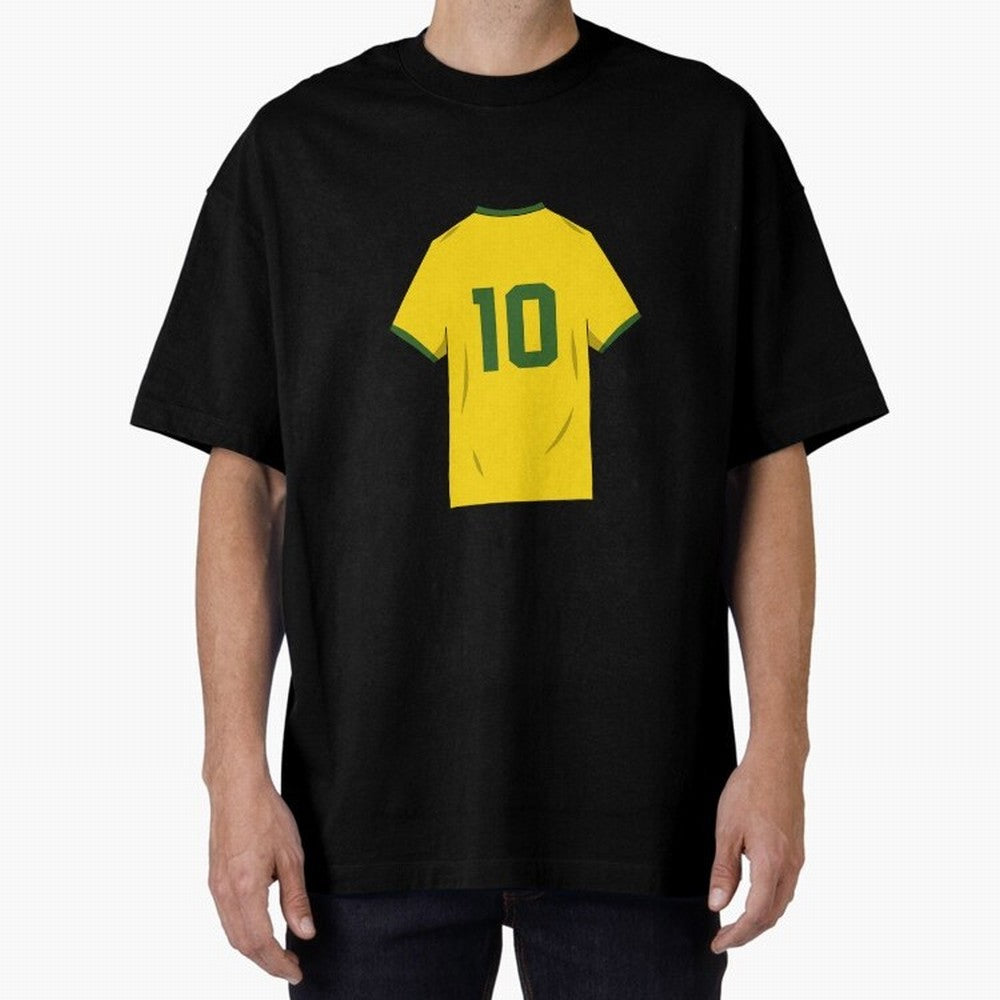 Pele Classic World Cup Jersey Oversized T-Shirt Bring Home FIFA World Cup 2026 Group Stage Spirit, Centered on Brazil, Haaland and Mbappe, Football Festival Excitement, Trophy Ambitions, Country Rivalries and Star Player Buzz; Made for Die Hard