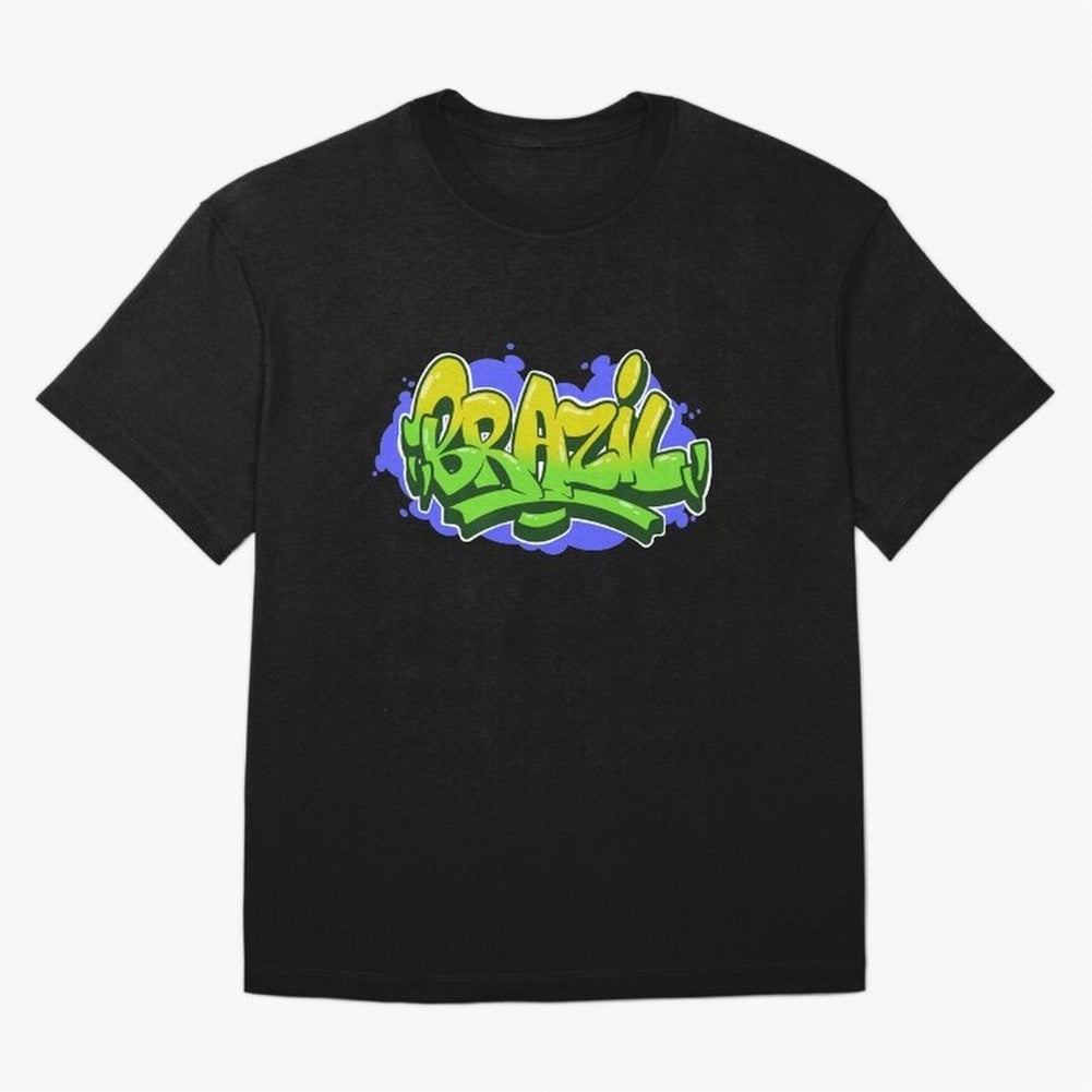 Brazil Graffiti Classic T-Shirt Feel the Trophy Chase of Global Football Passion for FIFA World Cup 2026, Centered on Messi, Neymar and Mbappe, Brazil, Portugal and Argentina, Football Festival Excitement, Trophy Ambitions, Country Rivalries and
