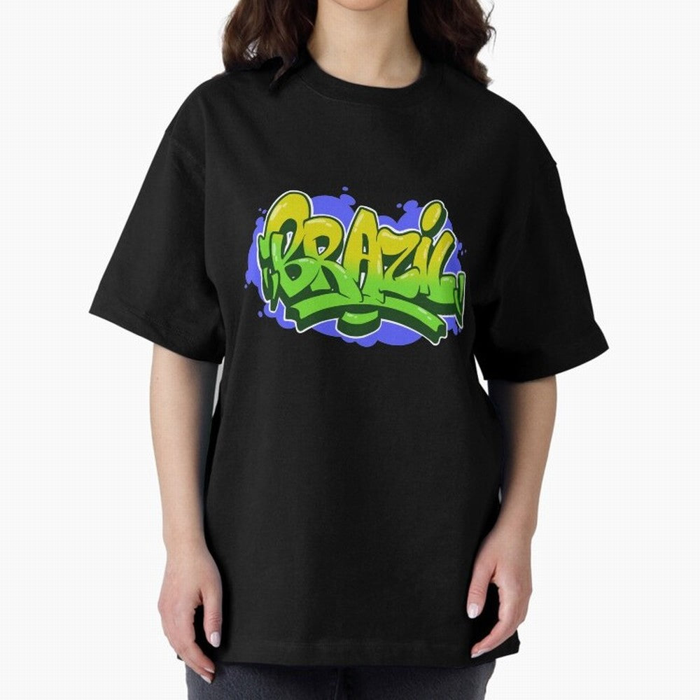 Brazil Graffiti Classic T-Shirt Feel the Trophy Chase of Global Football Passion for FIFA World Cup 2026, Centered on Messi, Neymar and Mbappe, Brazil, Portugal and Argentina, Football Festival Excitement, Trophy Ambitions, Country Rivalries and