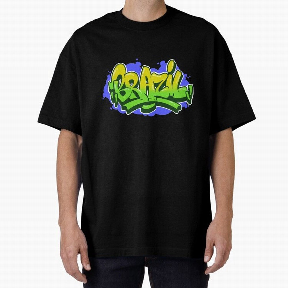 Brazil Graffiti Classic T-Shirt Feel the Trophy Chase of Global Football Passion for FIFA World Cup 2026, Centered on Messi, Neymar and Mbappe, Brazil, Portugal and Argentina, Football Festival Excitement, Trophy Ambitions, Country Rivalries and