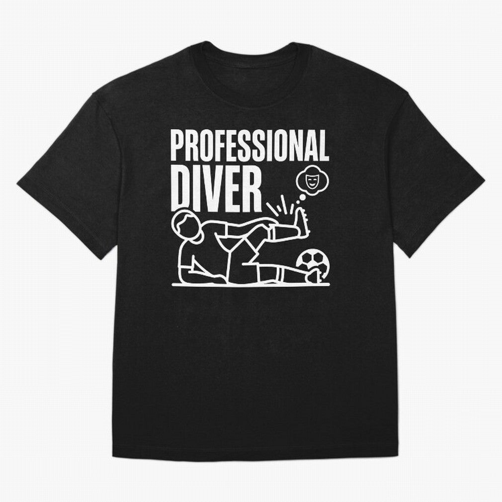 Professional Diver - Funny Soccer Faking Injury Oversized T-Shirt Show Passion for the Stars of FIFA World Cup 2026 Group Stage Spirit, with Argentina, France and Brazil, Haaland and Mbappe, Global Supporter Spirit, Legendary Goals, National Colors