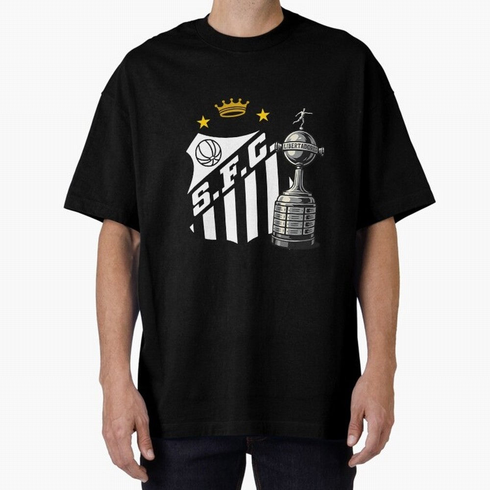 Santos Of Brazil With The Libertadores Cup Oversized T-Shirt Support FIFA World Cup 2026 USA Canada Mexico Spirit, Featuring Brazil, CR7 and Messi, Global Supporter Spirit, Legendary Goals, National Colors and Tournament Celebration; Created for