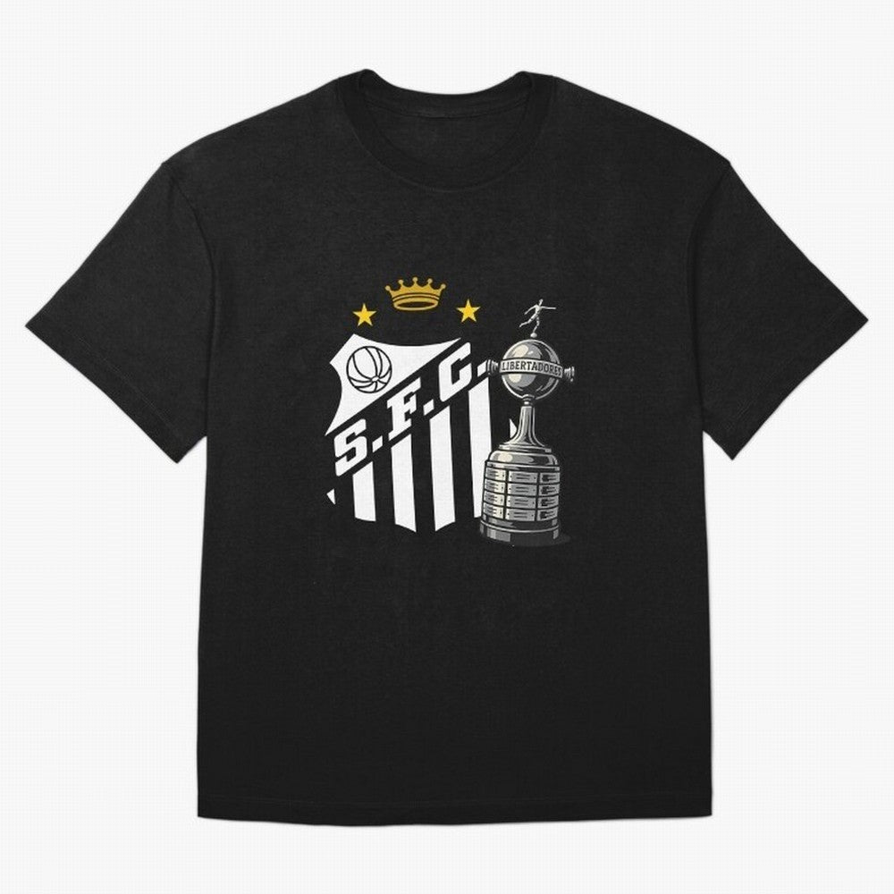 Santos Of Brazil With The Libertadores Cup Oversized T-Shirt Support FIFA World Cup 2026 USA Canada Mexico Spirit, Featuring Brazil, CR7 and Messi, Global Supporter Spirit, Legendary Goals, National Colors and Tournament Celebration; Created for