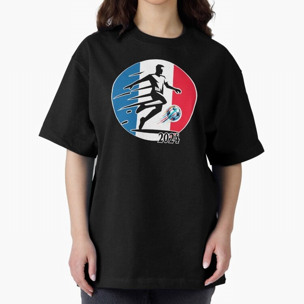 Soccer player - Oversized T-Shirt Bring a Vintage Feel to the FIFA World Cup 2026 Journey through Mbappe Highlights, France and Portugal Pride, Global Supporter Spirit, Legendary Goals, National Colors and Tournament Celebration; Ideal for Fans Who