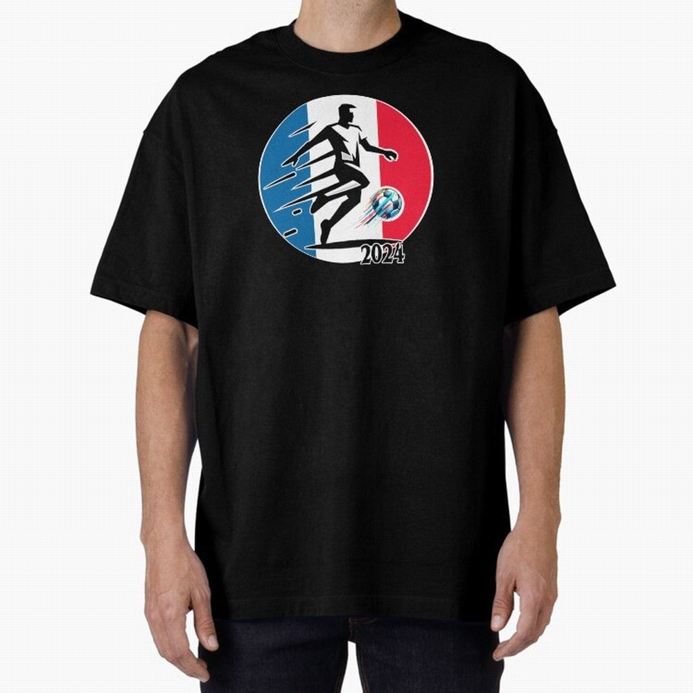 Soccer player - Oversized T-Shirt Bring a Vintage Feel to the FIFA World Cup 2026 Journey through Mbappe Highlights, France and Portugal Pride, Global Supporter Spirit, Legendary Goals, National Colors and Tournament Celebration; Ideal for Fans Who