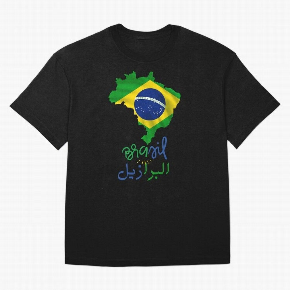 Brasil, Brazil, Flag with arabic character Oversized T-Shirt Back Your Heroes with Global Football Passion for FIFA World Cup 2026, Celebrating Neymar, Netherlands, Championship Spirit, Famous Goals, Roaring Crowds and International Football Unity;