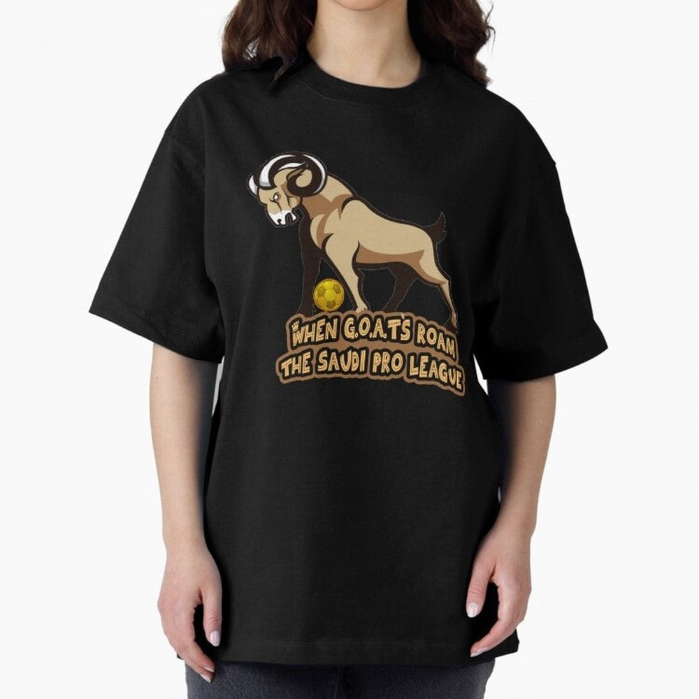The G.O.A.T. Kings Roam the Saudi League Oversized T-Shirt Show Fan Pride Across Match Day Hype around FIFA World Cup 2026 Group Stage, Messi and Cristiano Ronaldo, Spain and Netherlands, Sports Nostalgia, International Competition, Famous Players