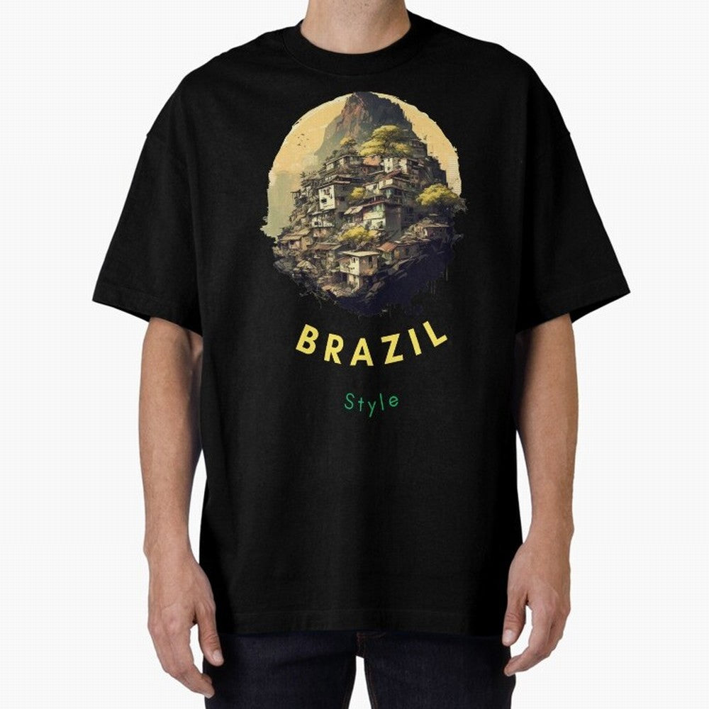Brazil Style, Japanese Architecture Oversized T-Shirt Show Your Love for Global Football Passion for FIFA World Cup 2026, Built around CR7 and Messi, Portugal, Sports Nostalgia, International Competition, Famous Players and Unforgettable Victories;