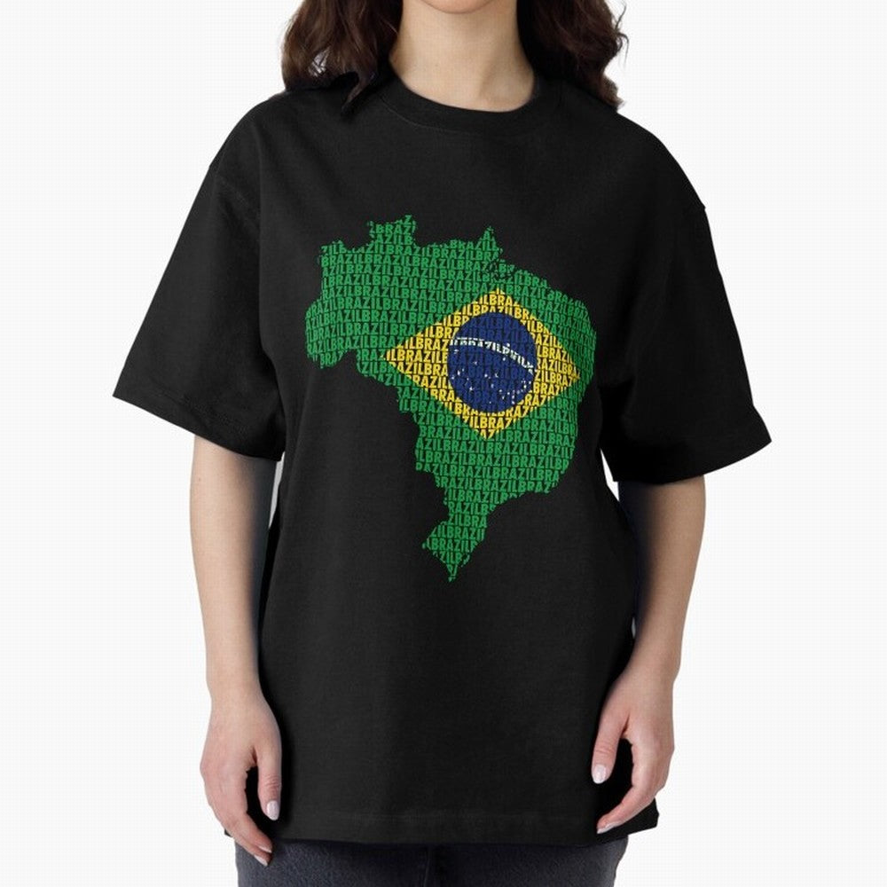 Map of Brazil (Brazil) Oversized T-Shirt Celebrate Golden Goal Energy in FIFA World Cup 2026 Group Stage for Fans of Messi, CR7 and Mbappe and Argentina and Brazil, Bringing Stadium Chants, National Pride, Trophy Dreams and Unforgettable Football