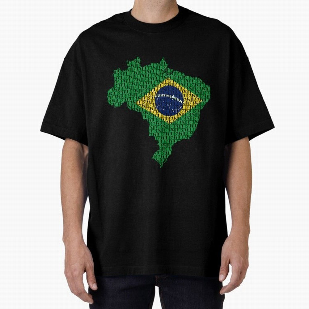Map of Brazil (Brazil) Oversized T-Shirt Celebrate Golden Goal Energy in FIFA World Cup 2026 Group Stage for Fans of Messi, CR7 and Mbappe and Argentina and Brazil, Bringing Stadium Chants, National Pride, Trophy Dreams and Unforgettable Football