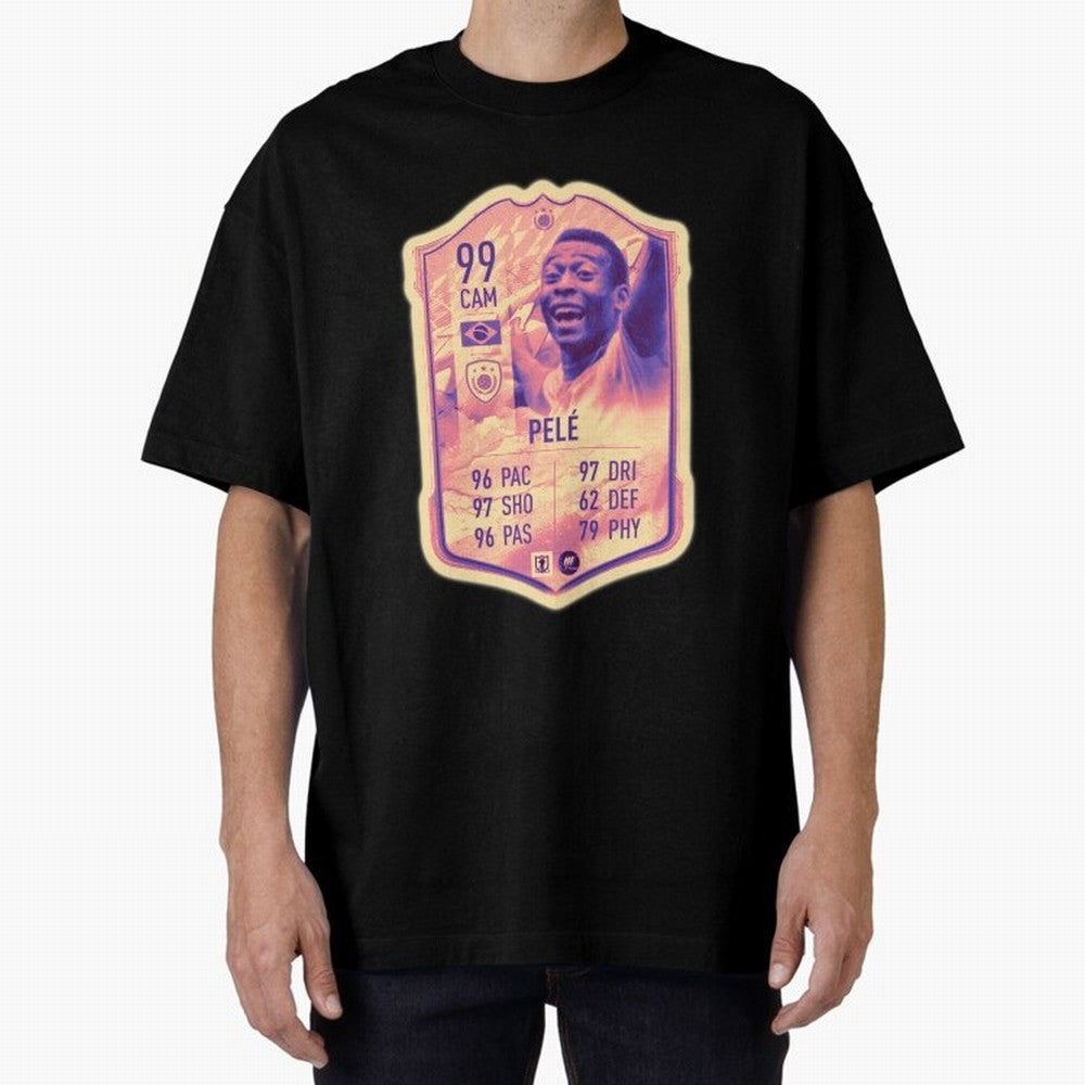 Pele Oversized T-Shirt Represent the Passion of Match Day Hype around FIFA World Cup 2026 USA Canada Mexico, Messi, Spain, Football Passion, Legendary Performances, Festival Vibes and Supporter Community; Ideal for Passionate Fans Who Love Underdog