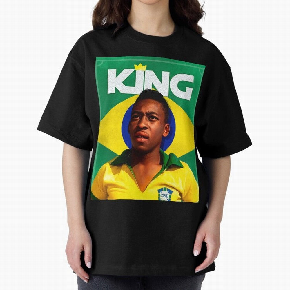 King Pele Oversized T-Shirt Enjoy FIFA World Cup 2026 Group Stage Spirit, Highlighting England, France and Netherlands, Neymar, Haaland and Cristiano Ronaldo, Football History, Final Match Energy, Crowd Noise and Once in a Lifetime Moments; Perfect