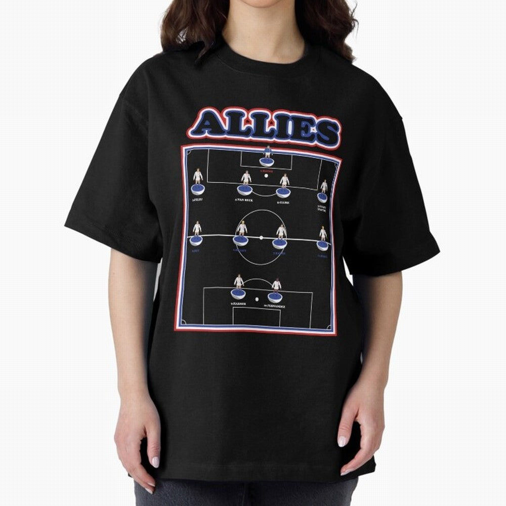 The Allies Team Line Up Oversized T-Shirt Share FIFA World Cup 2026 Group Stage for Fans of CR7 and Messi and Germany, Bringing Soccer Culture, Superstar Moments, National Team Dreams and Competitive Fire; Great for Watch Parties, Sports Bars,