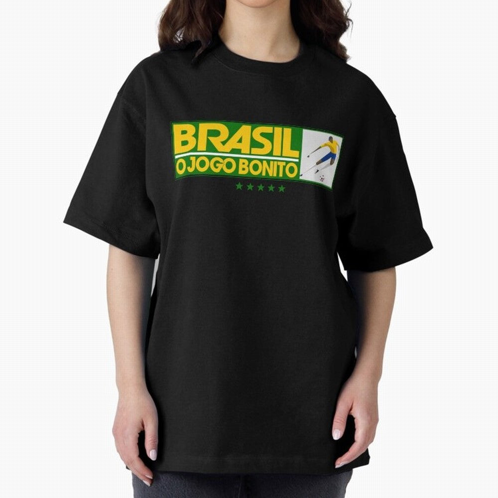 O jogo bonito Oversized T-Shirt Celebrate Every Goal in FIFA World Cup 2026 Spirit, Featuring Spain, Messi and Cristiano Ronaldo, Global Supporter Spirit, Legendary Goals, National Colors and Tournament Celebration; Perfect for Supporters Who Want