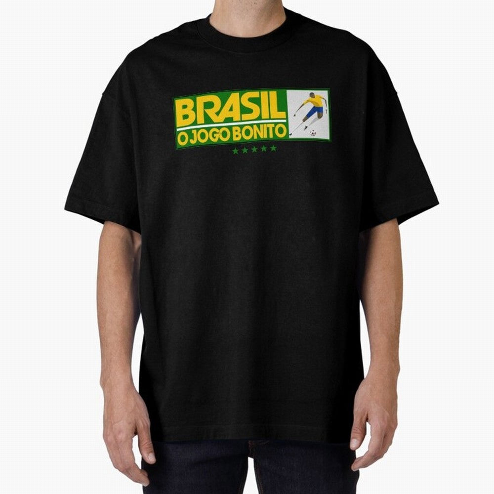 O jogo bonito Oversized T-Shirt Celebrate Every Goal in FIFA World Cup 2026 Spirit, Featuring Spain, Messi and Cristiano Ronaldo, Global Supporter Spirit, Legendary Goals, National Colors and Tournament Celebration; Perfect for Supporters Who Want