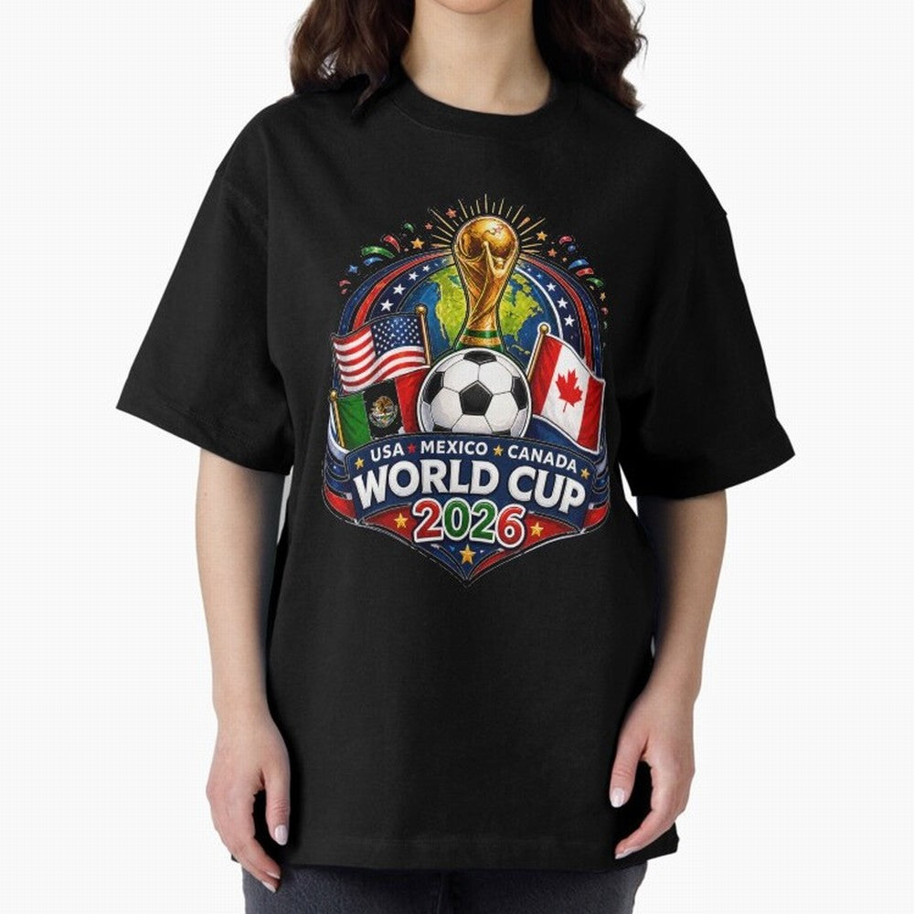 World Cup 2026 Sticker ¨C USA Mexico Canada Football Trophy Design Classic T-Shirt Support FIFA World Cup 2026 for Fans of Messi and Cristiano Ronaldo and Brazil, Bringing Football History, Final Match Energy, Crowd Noise and Once in a Lifetime