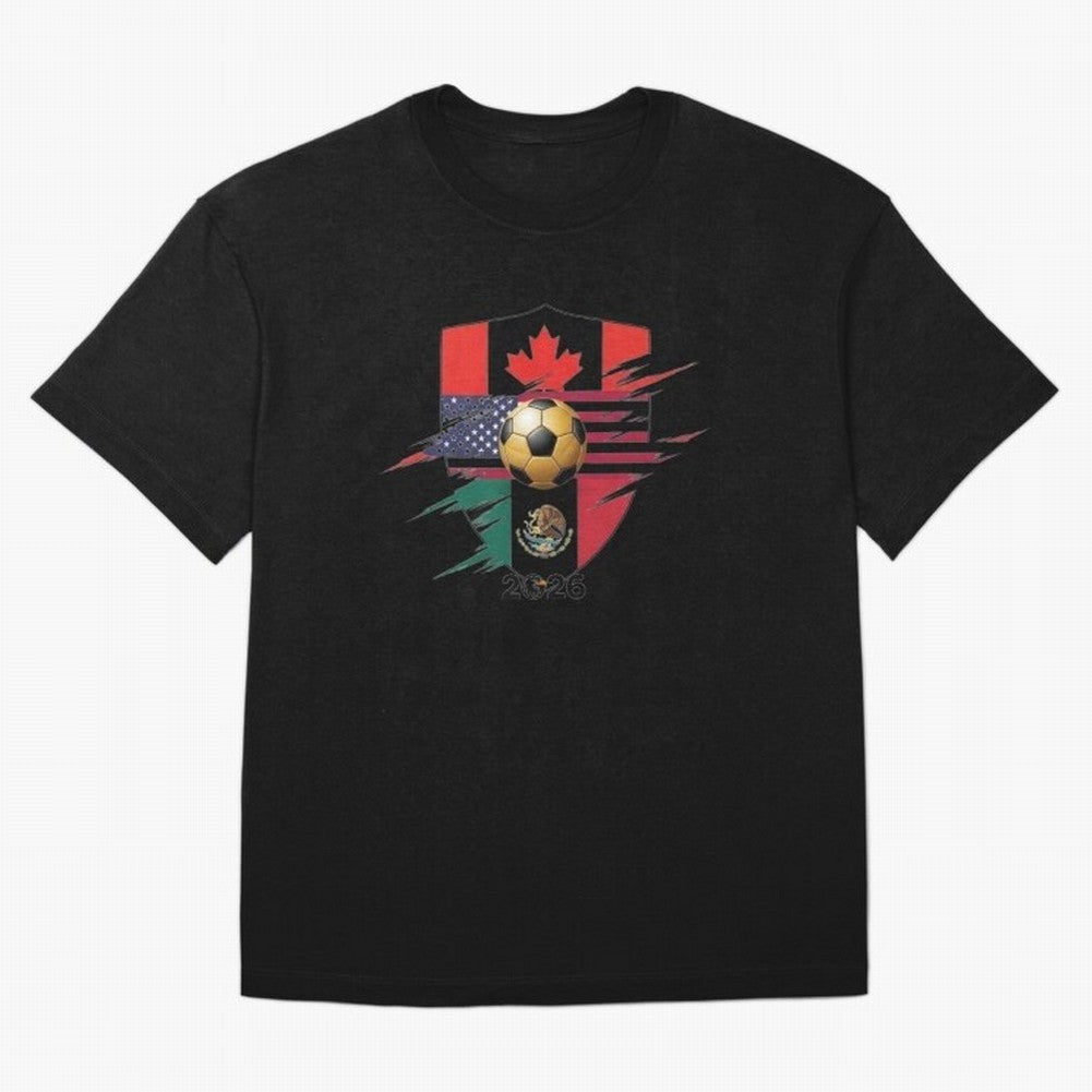 Golden Soccer Ball 2026 Host Nations Emblem Classic T-Shirt Bring Bold Fan Energy to FIFA World Cup 2026 Group Stage Spirit, Built around France and Portugal, Messi and Cristiano Ronaldo, Global Supporter Spirit, Legendary Goals, National Colors