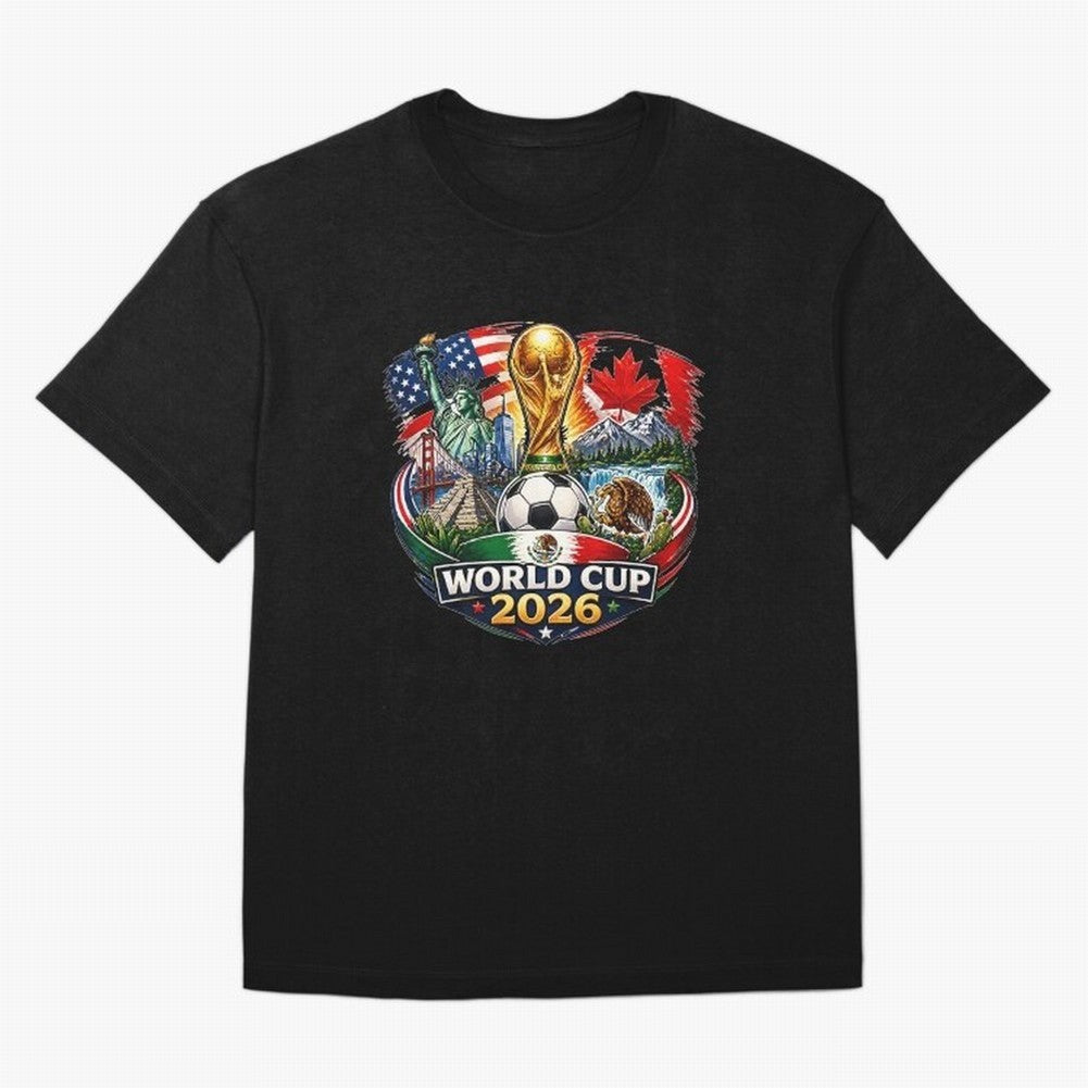 World Football 2026 USA Canada Mexico ¨C Soccer Fan Design Retro Travel Style Classic T-Shirt Embrace FIFA World Cup 2026 Group Stage for Fans of Neymar and Portugal, Spain and Germany, Bringing Goal Celebration Energy, Supporter Heritage, Football