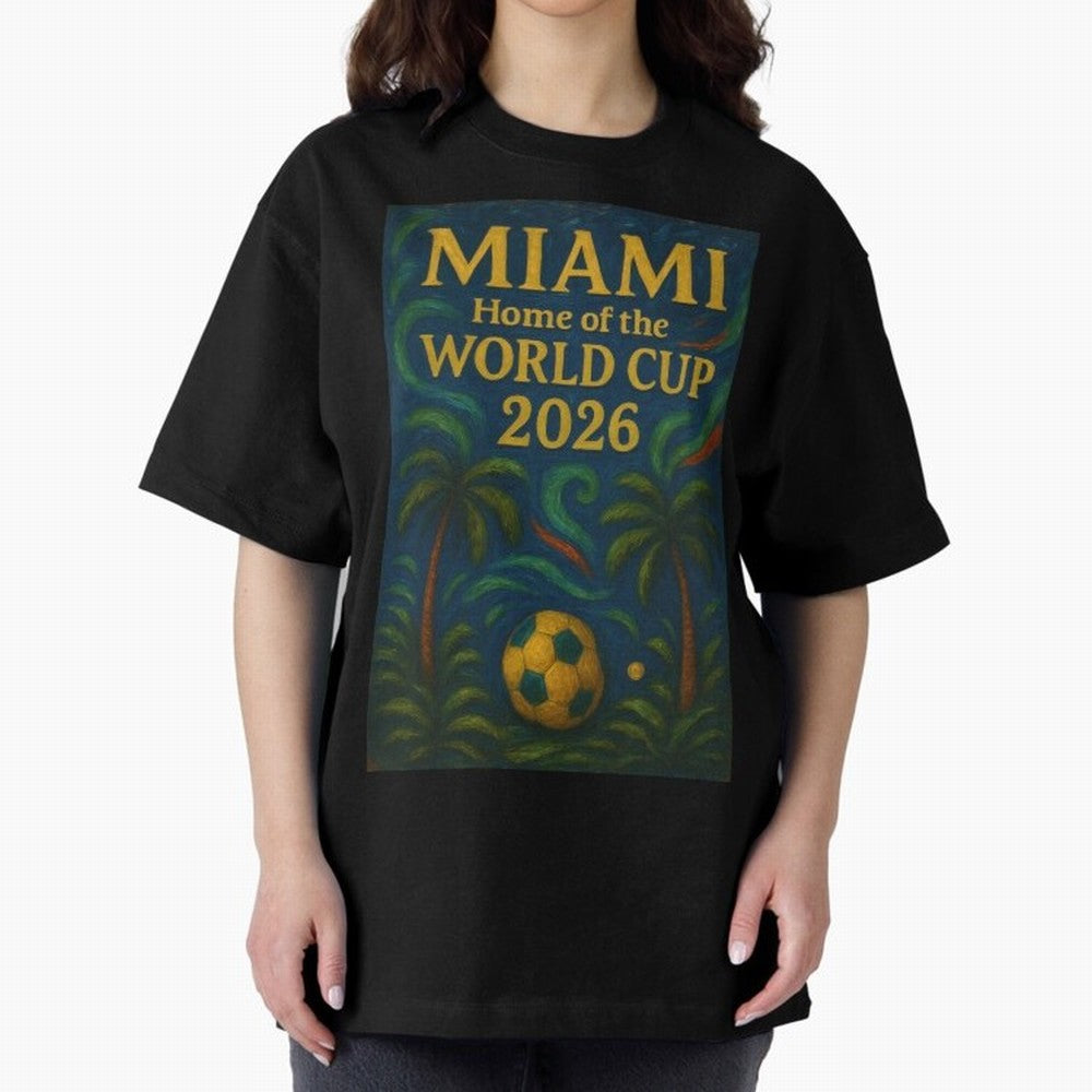 Miami Home of the World Cup 2026 Soccer Fan Poster ¡ª Tropical Art Print Classic T-Shirt Live for the Drama of FIFA World Cup 2026 Centered on Haaland, Brazil, Portugal and Argentina Energy, Vintage Soccer Flavor, Modern Football Stars, National