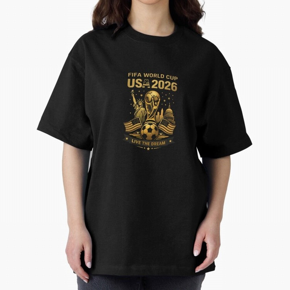 Fifa World Cup USA 2026 Gold Soccer Football Classic T-Shirt Bring FIFA World Cup 2026 Centered on Messi, Neymar and Mbappe, Argentina, France and Brazil Energy, Global Supporter Spirit, Legendary Goals, National Colors and Tournament Celebration;
