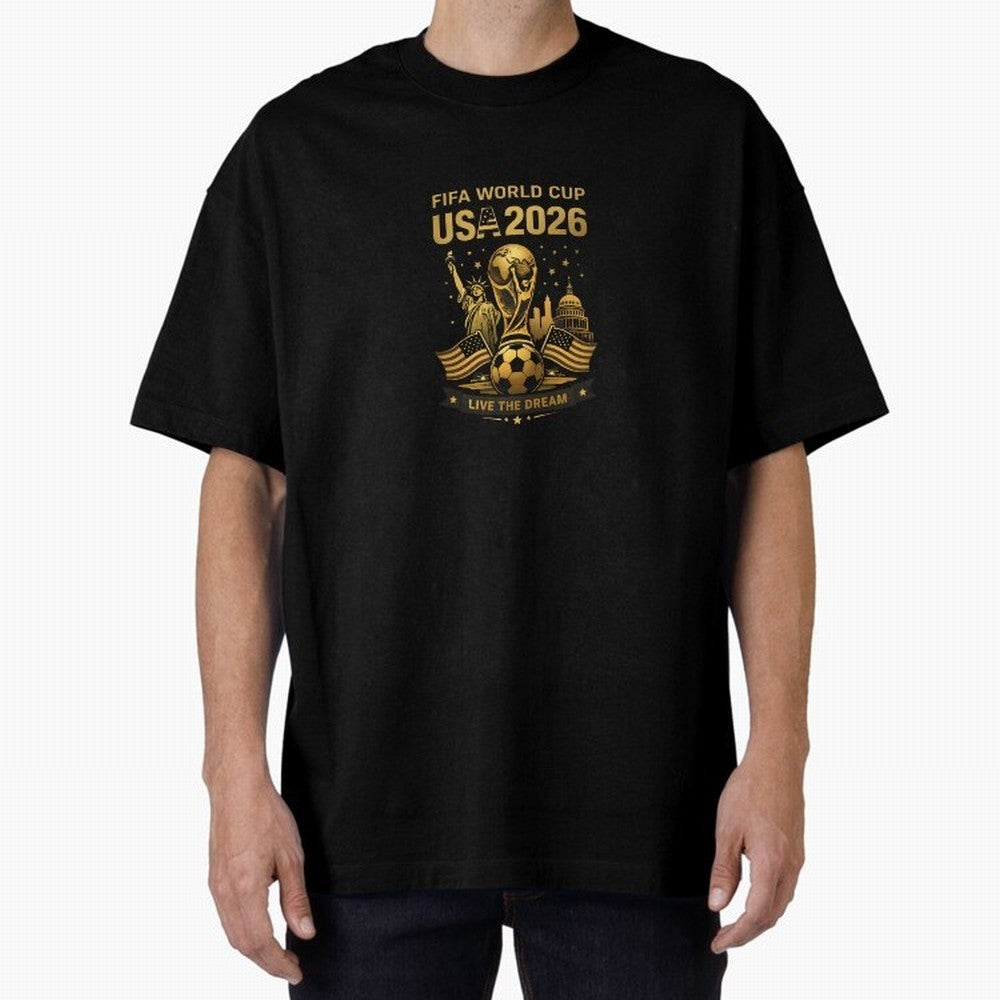 Fifa World Cup USA 2026 Gold Soccer Football Classic T-Shirt Bring FIFA World Cup 2026 Centered on Messi, Neymar and Mbappe, Argentina, France and Brazil Energy, Global Supporter Spirit, Legendary Goals, National Colors and Tournament Celebration;